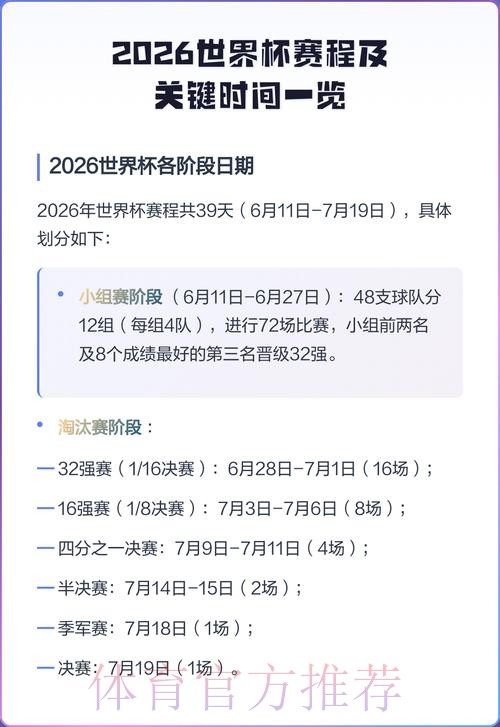 2026世界杯每日赛程官方发布最新时间表怎么查